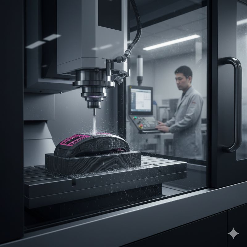 最先端のCNCマシンでカーボンTPT素材から削り出されるリシャール・ミルの時計ケース