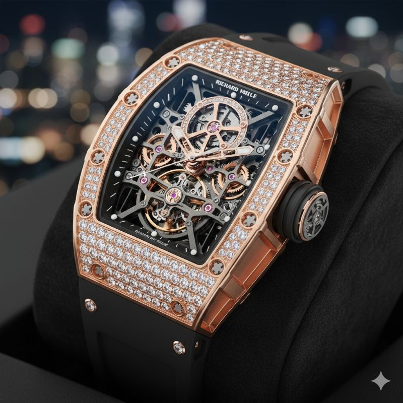 ダイヤモンドと貴金属があしらわれた、華やかでメカニカルなリシャール・ミルのレディースモデルのイメージ