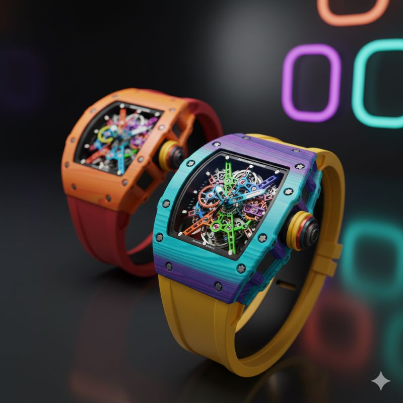 芸能人を惹きつける、リシャール・ミル特有のカラフルで独創的なトノー型ケースのデザイン