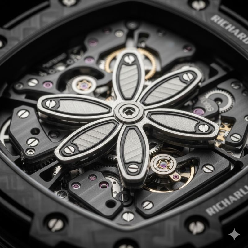 RM 35-03に搭載された革新的なバタフライローター機構のメカニカルな詳細