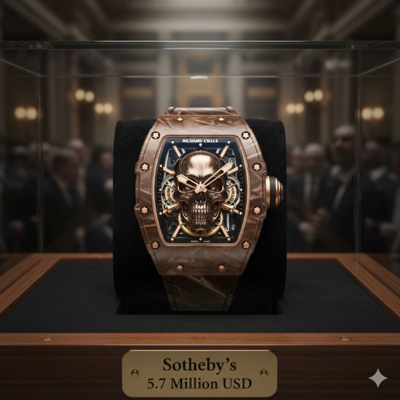 過去のオークションで数億円の値をつけた、スカルモチーフが特徴的なリシャール・ミルの超希少ハイエンドモデル